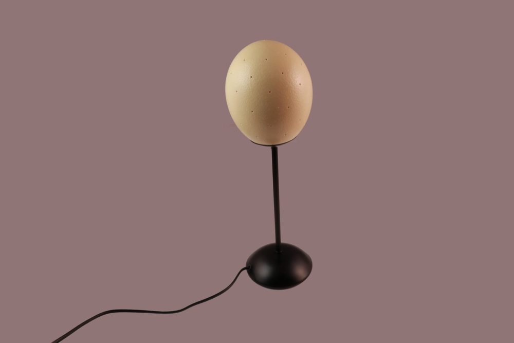 Lampe avec oeuf d'autruche
