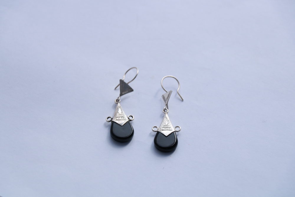 Tuareg-Ohrring aus Silber 925 und schwarzem Onyx