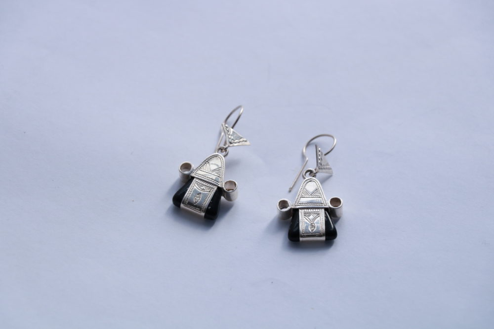 Tuareg-Ohrring aus Silber 925 und schwarzem Onyx
