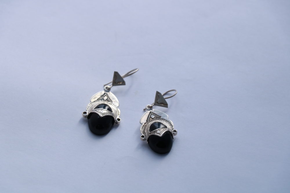 Tuareg-Ohrring aus Silber 925 und schwarzem Onyx