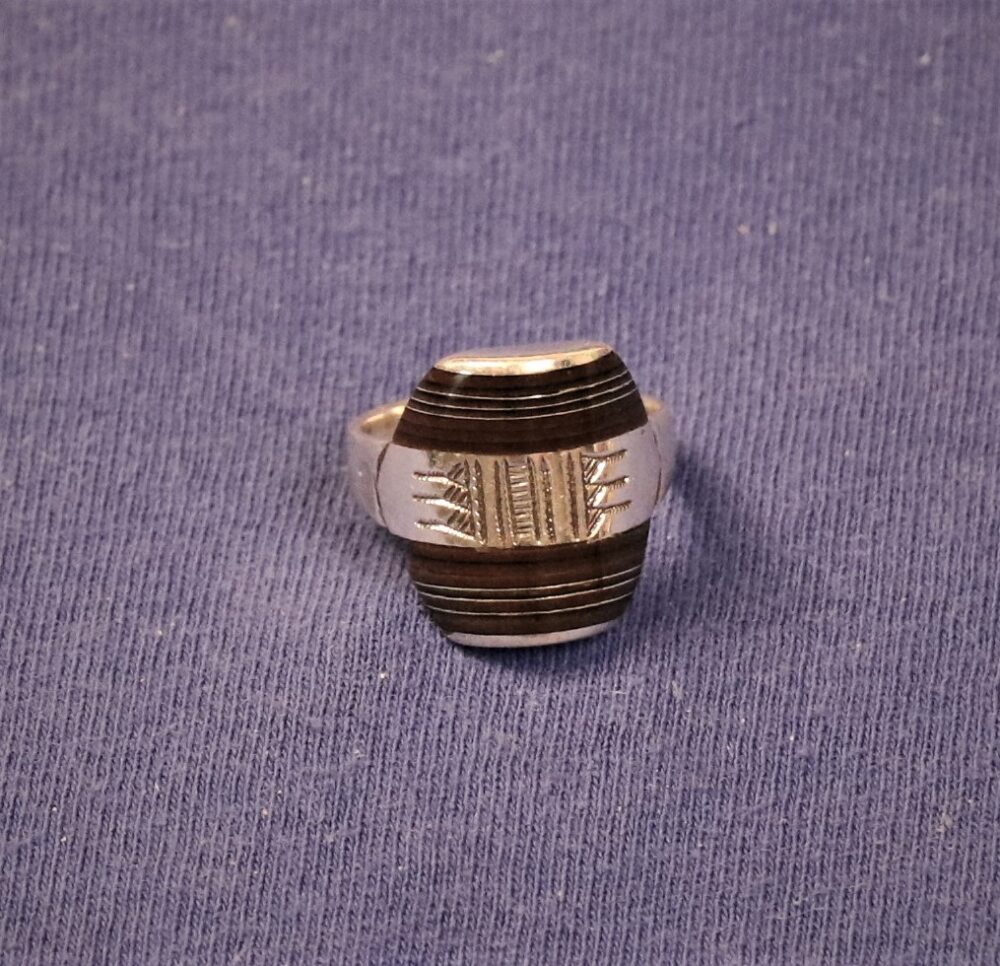 Fingerring Silber 925 und Ebenholz