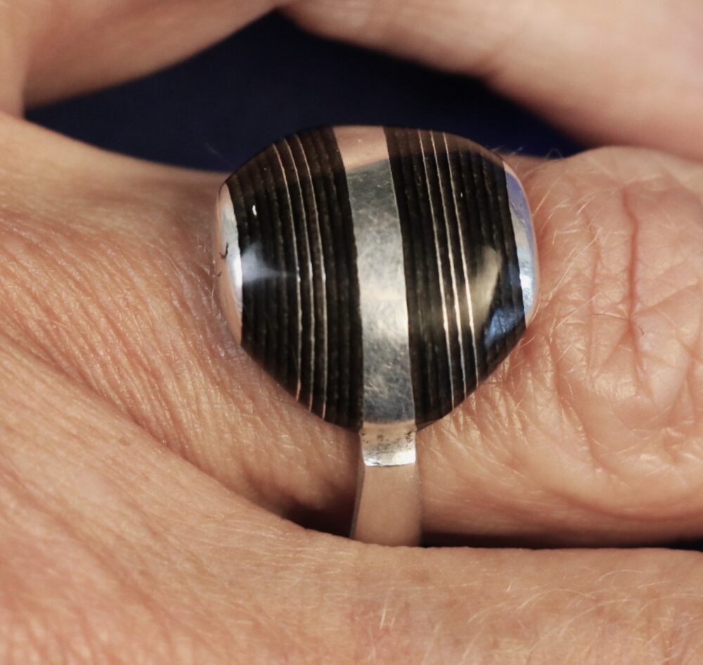 Fingerring Silber 925 und Ebenholz