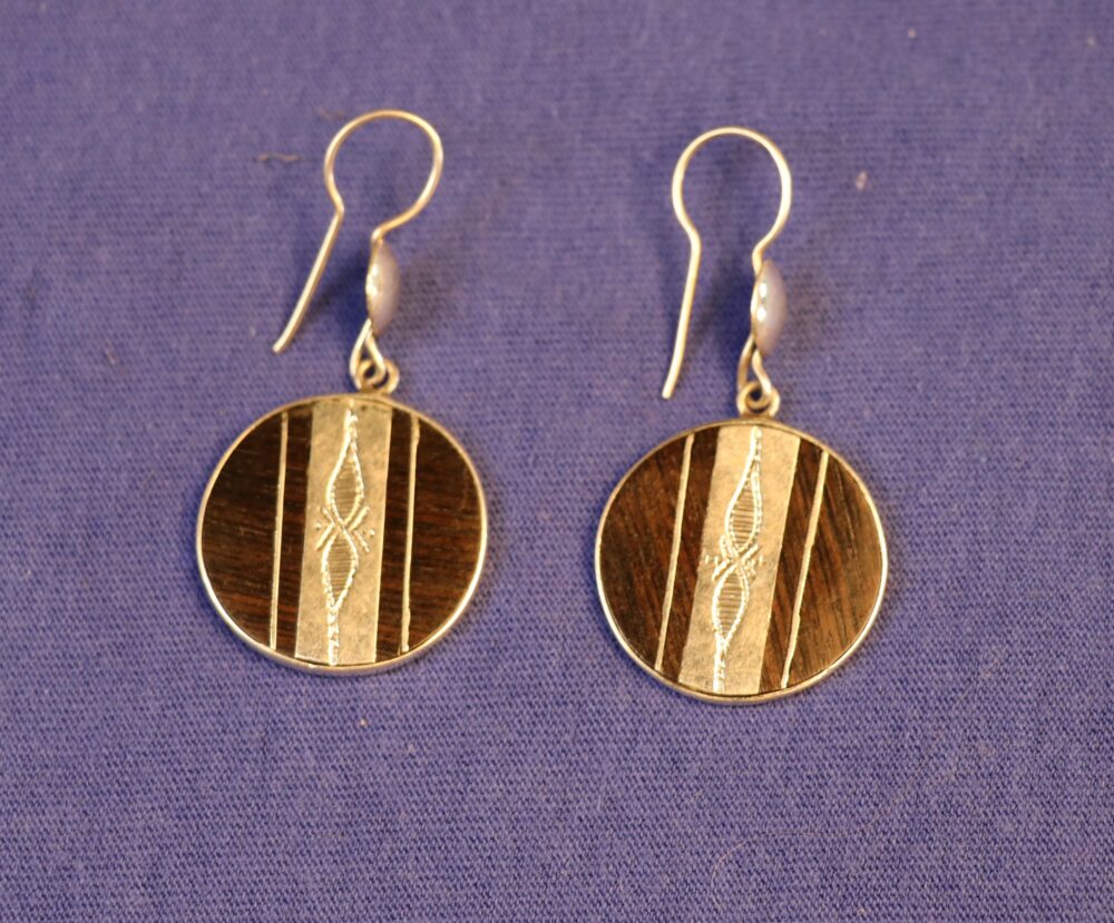 Boucles d'oreilles en bois ébène et argent 925